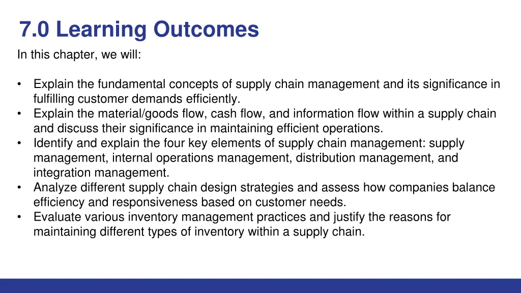 7 0 learning outcomes in this chapter we will