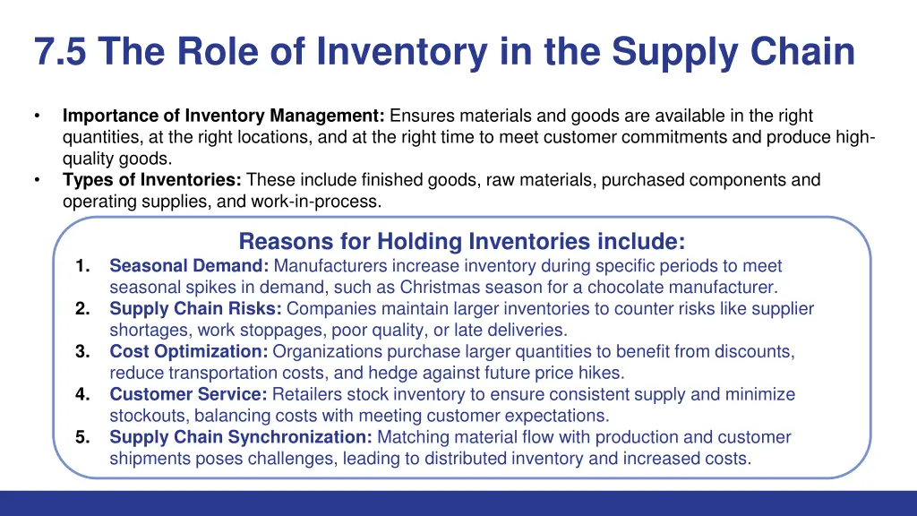 7 5 the role of inventory in the supply chain