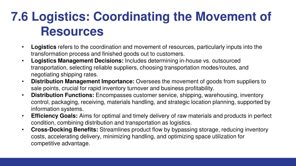 7 6 logistics coordinating the movement