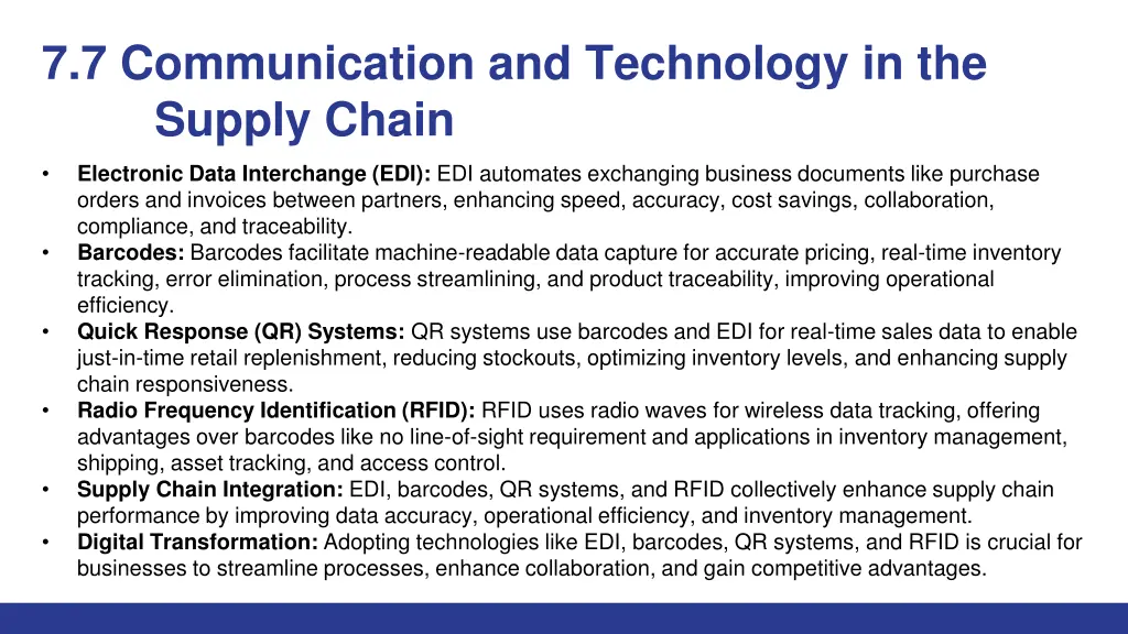 7 7 communication and technology in the supply