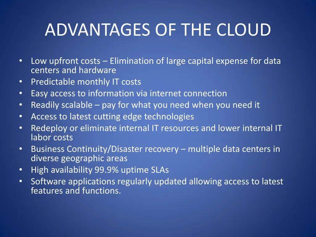 advantages of the cloud