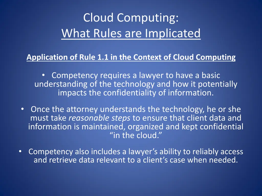 cloud computing what rules are implicated 1