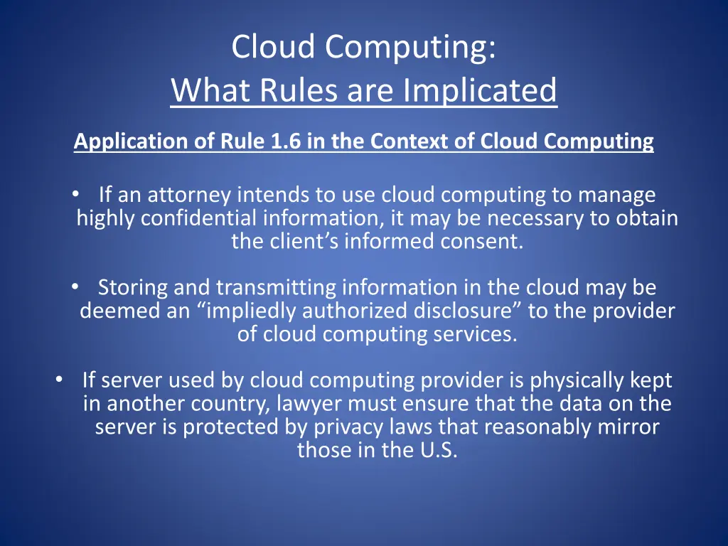 cloud computing what rules are implicated 3