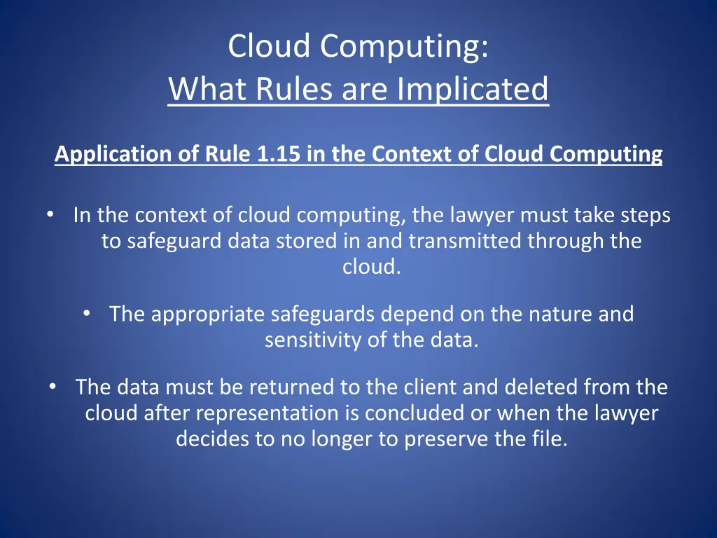 cloud computing what rules are implicated 5