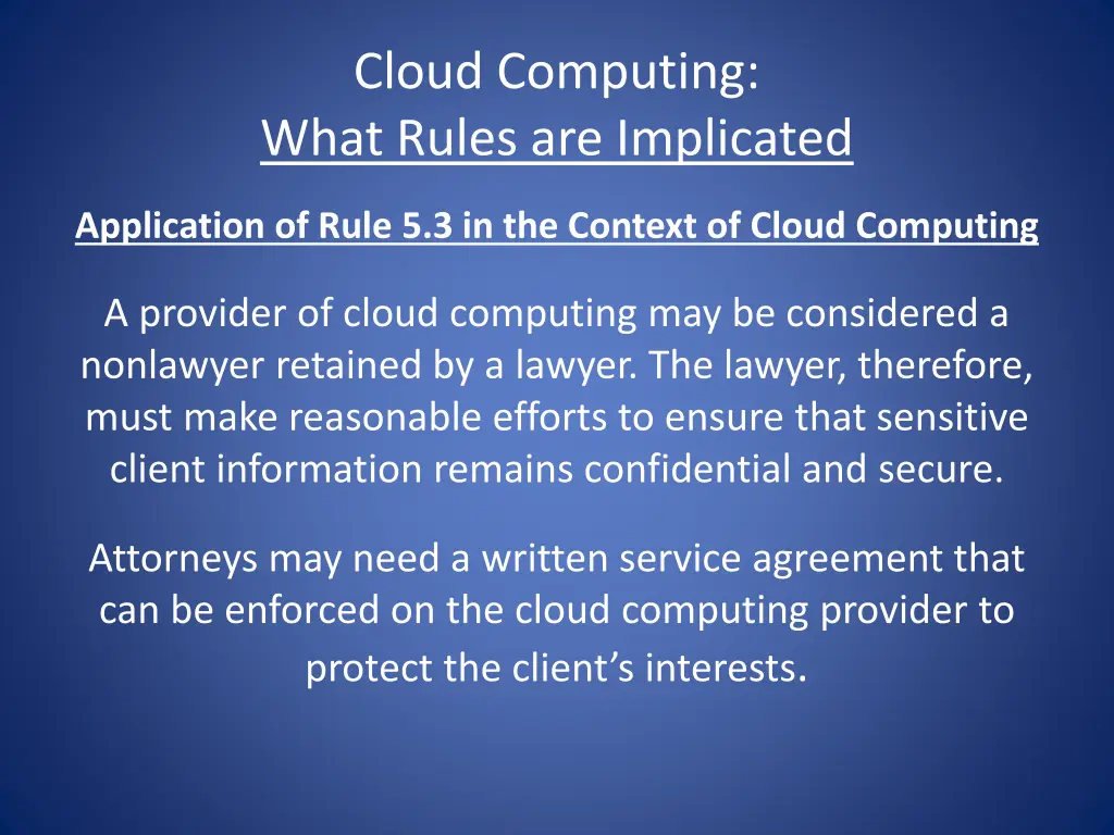 cloud computing what rules are implicated 7