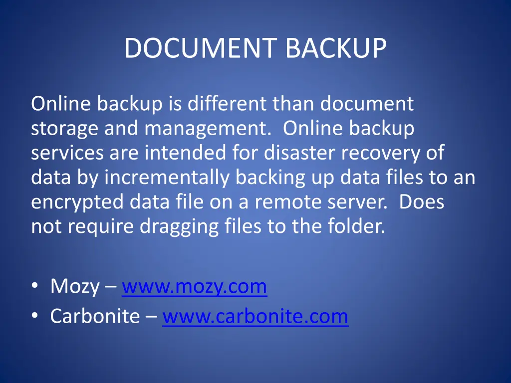 document backup