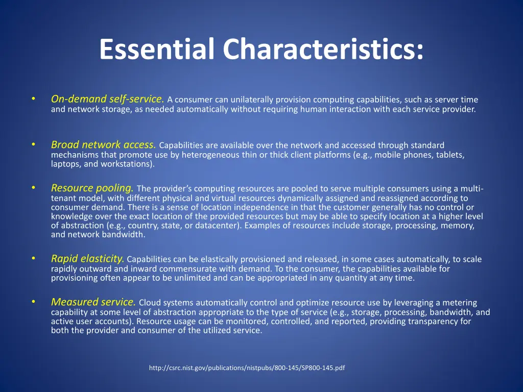 essential characteristics