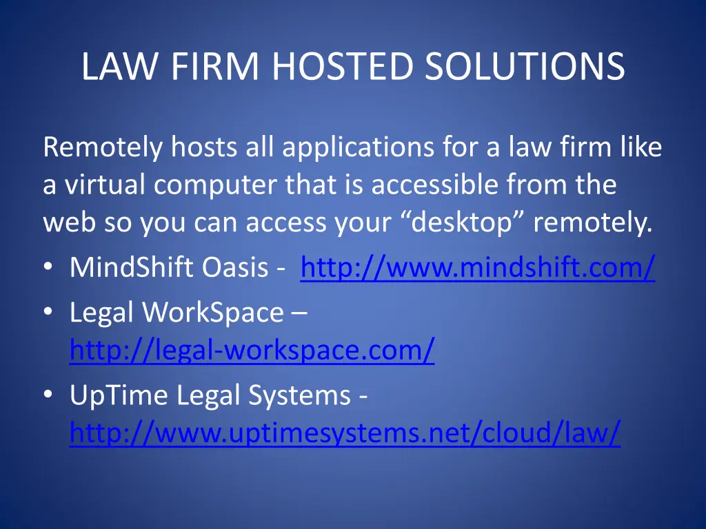 law firm hosted solutions