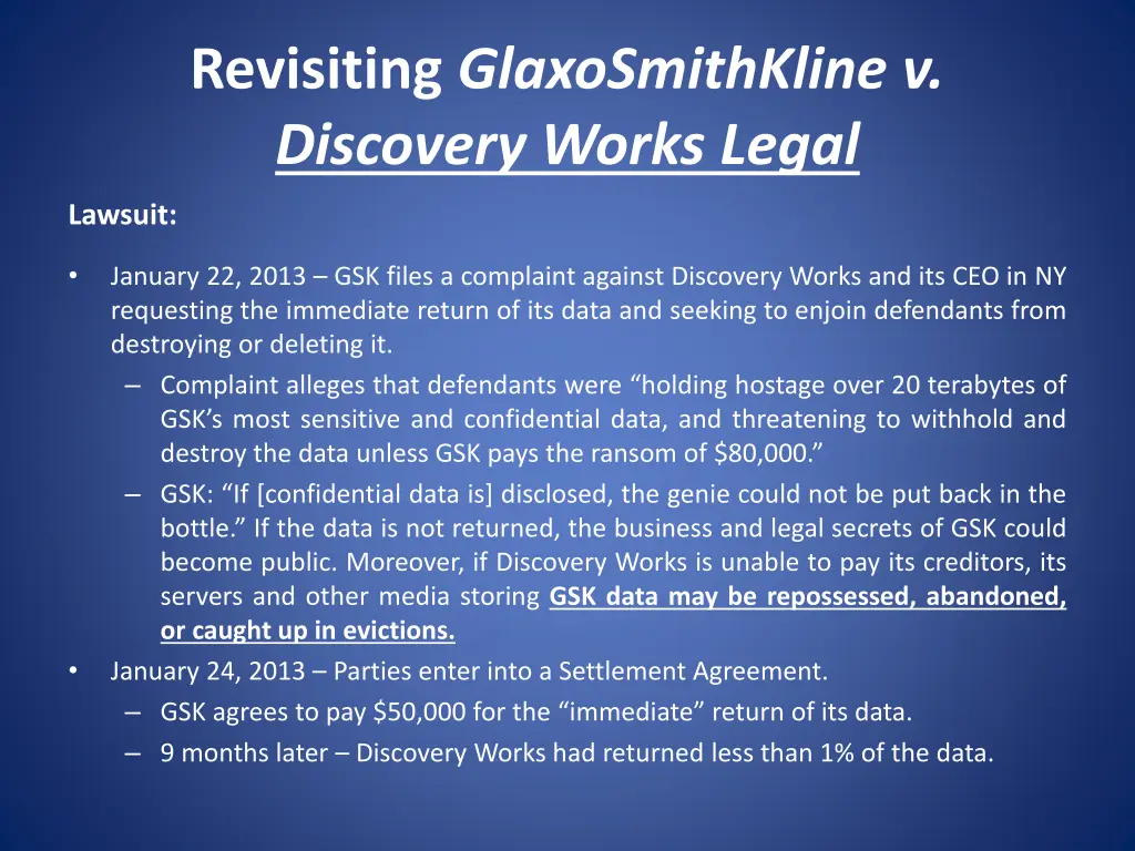 revisiting glaxosmithkline v discovery works legal 2