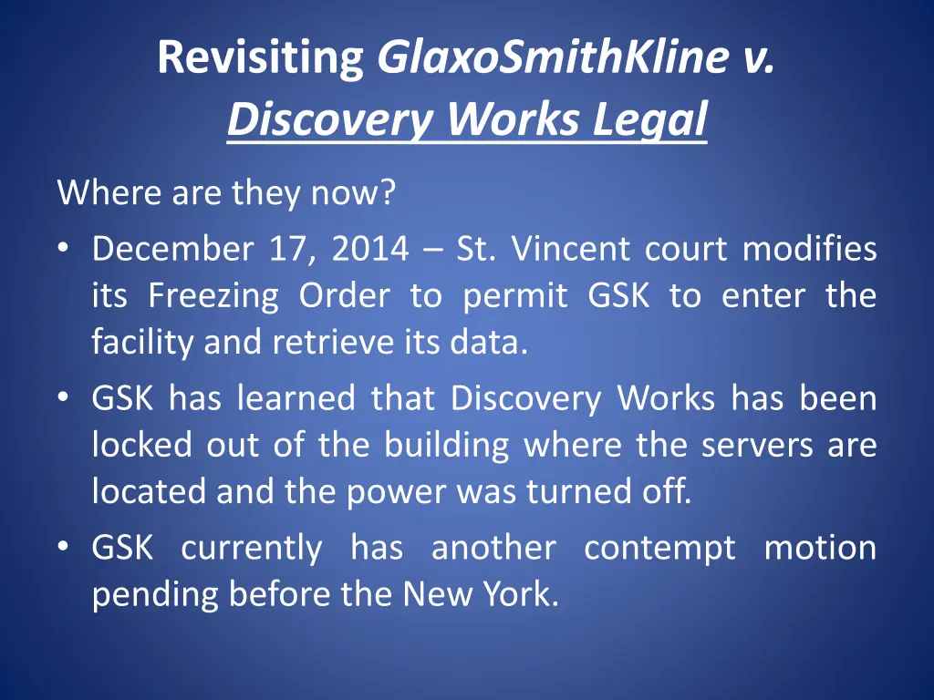 revisiting glaxosmithkline v discovery works legal 5