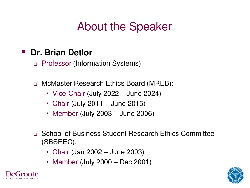 about the speaker