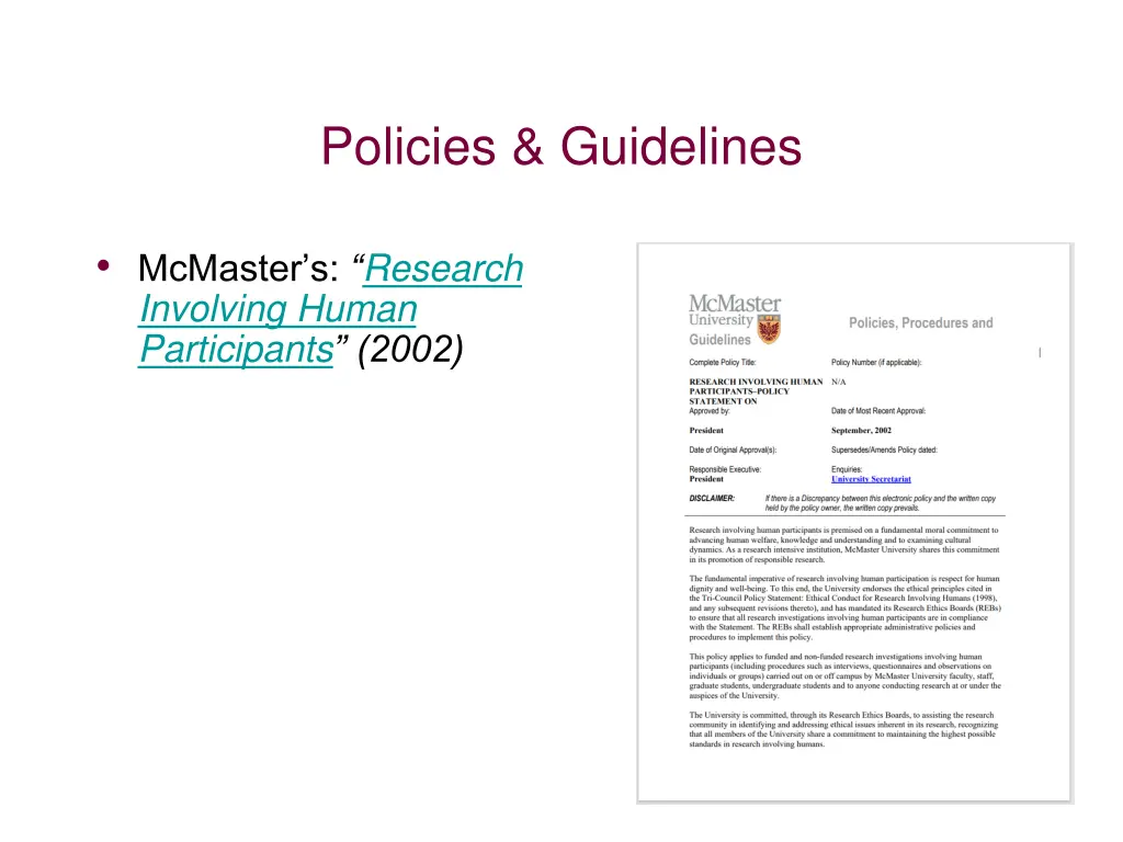 policies guidelines