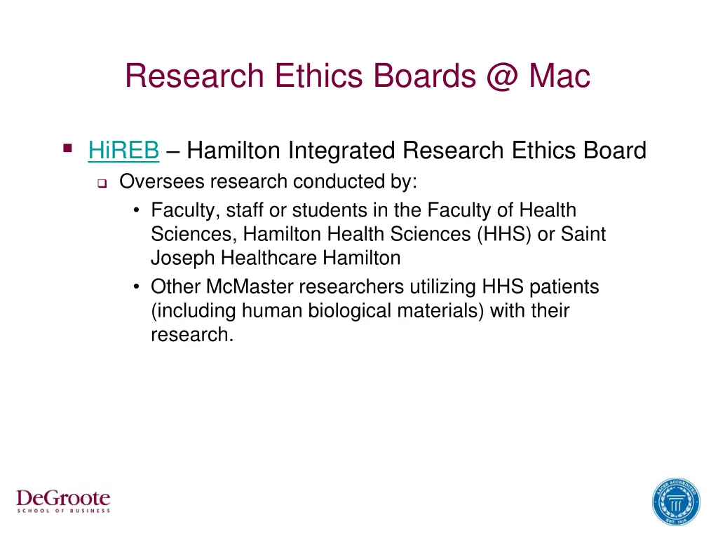 research ethics boards @ mac