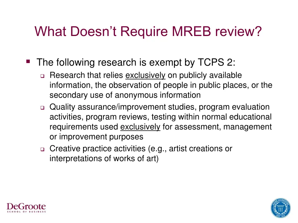 what doesn t require mreb review