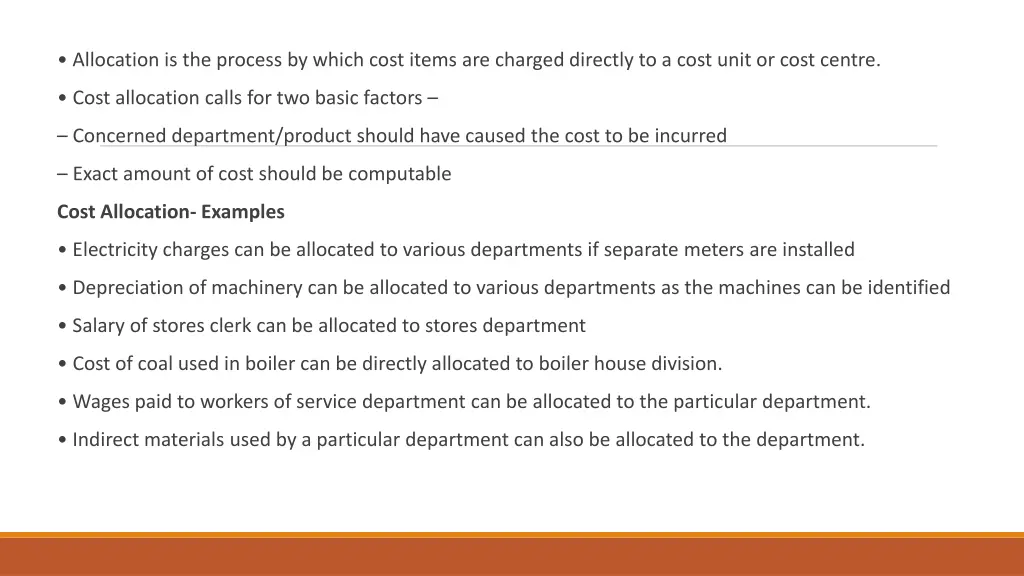 allocation is the process by which cost items