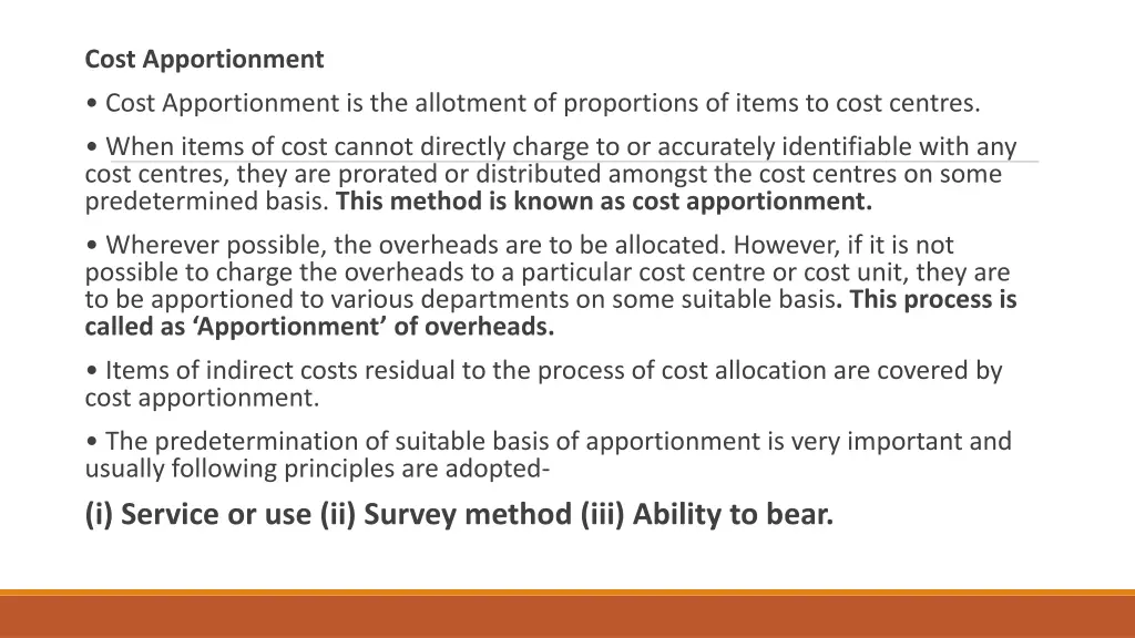 cost apportionment