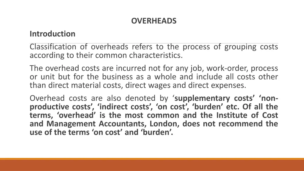 overheads