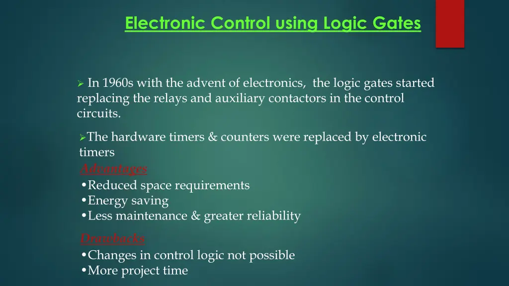 electronic control using logic gates