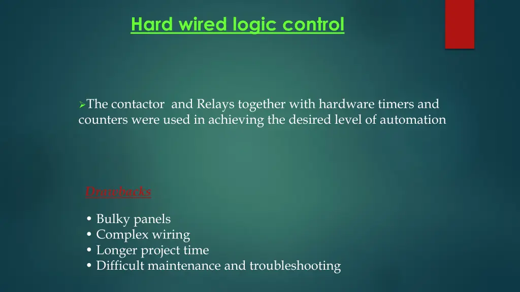 hard wired logic control