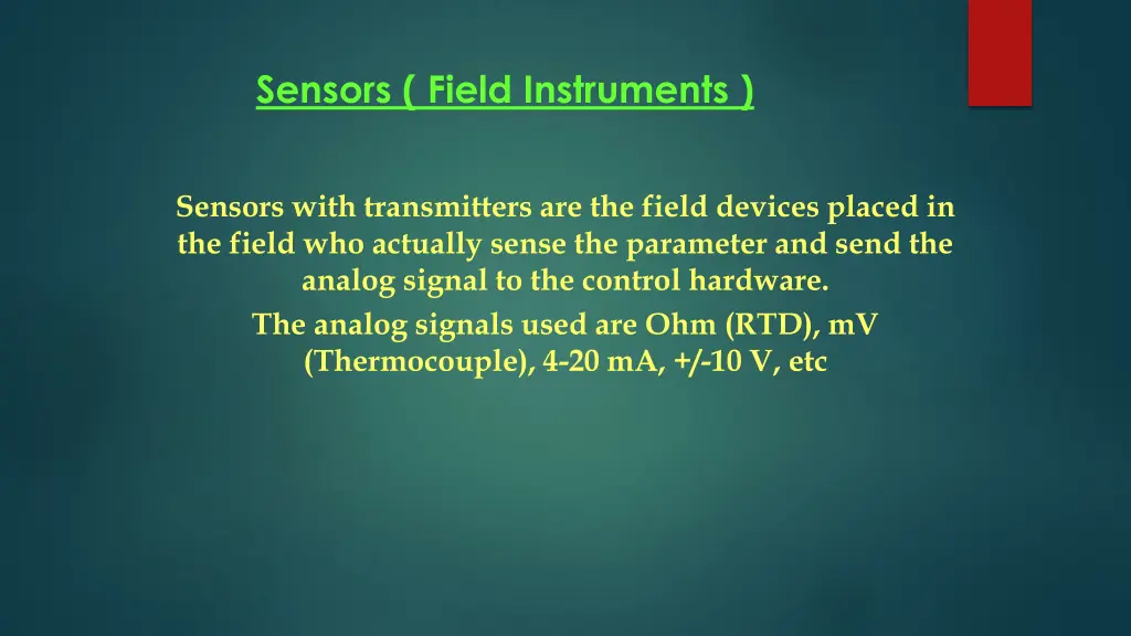 sensors field instruments