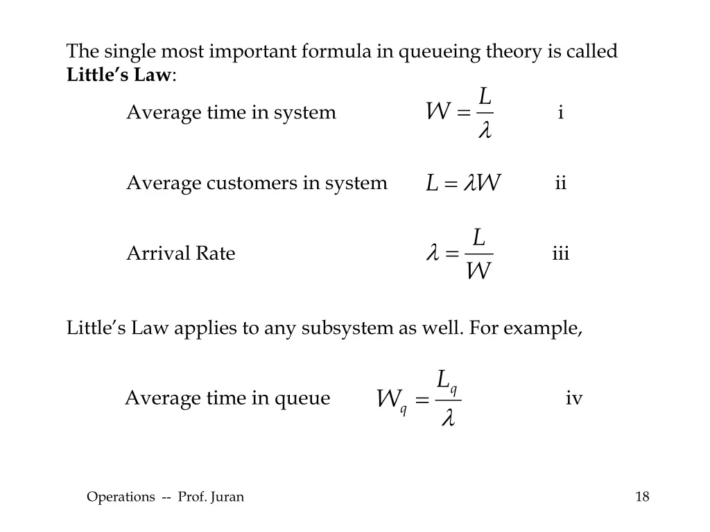 the single most important formula in queueing
