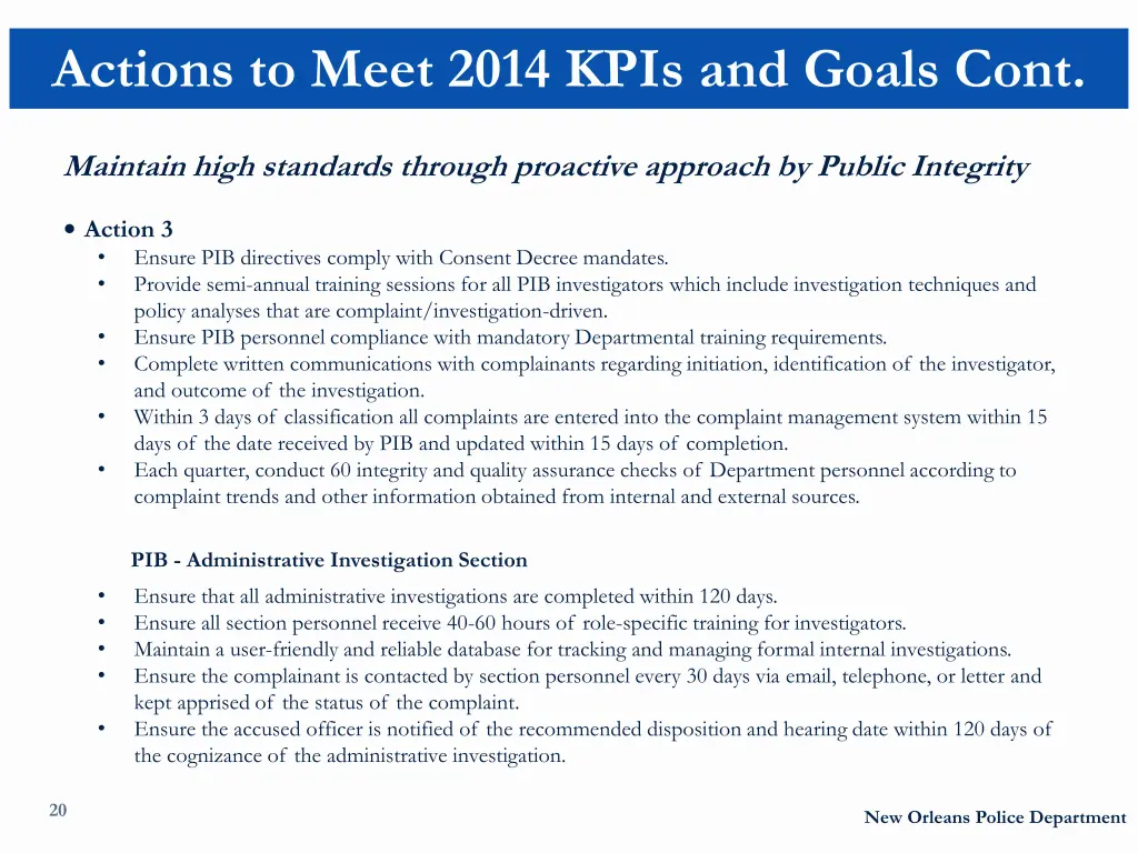 actions to meet 2014 kpis and goals cont