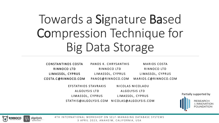 towards a si signature ba co compression