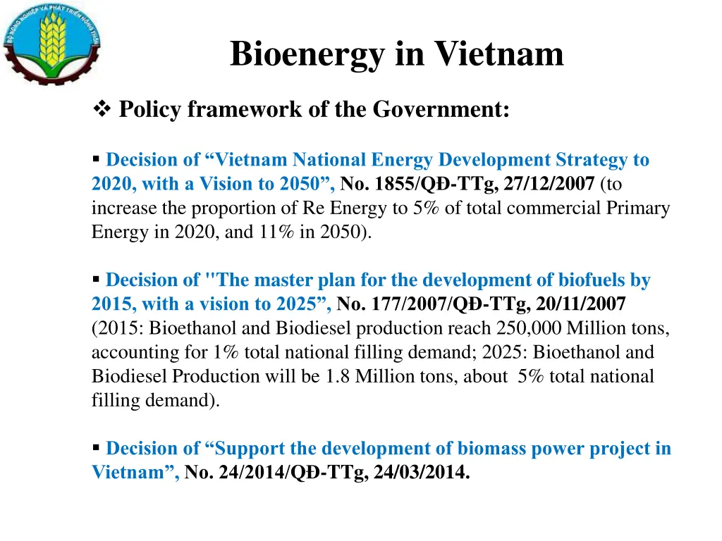 bioenergy in vietnam