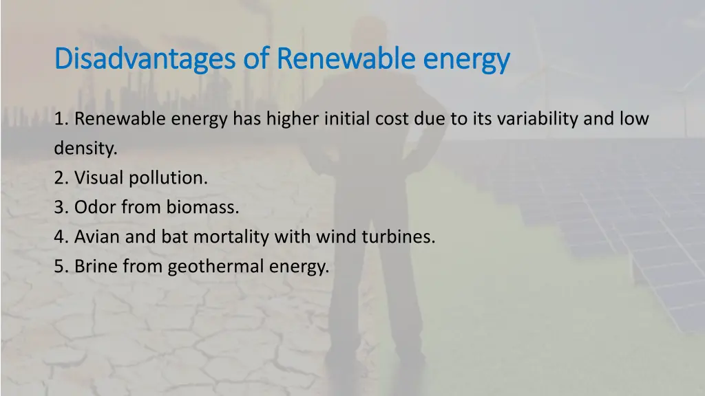 disadvantages of renewable energy disadvantages