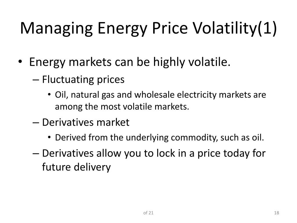 managing energy price volatility 1