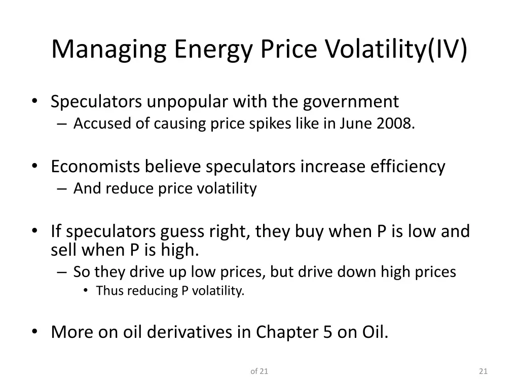 managing energy price volatility iv