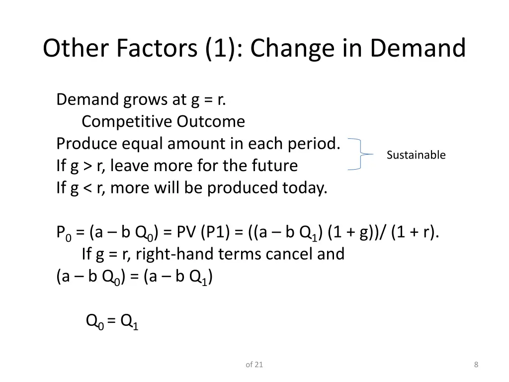 other factors 1 change in demand