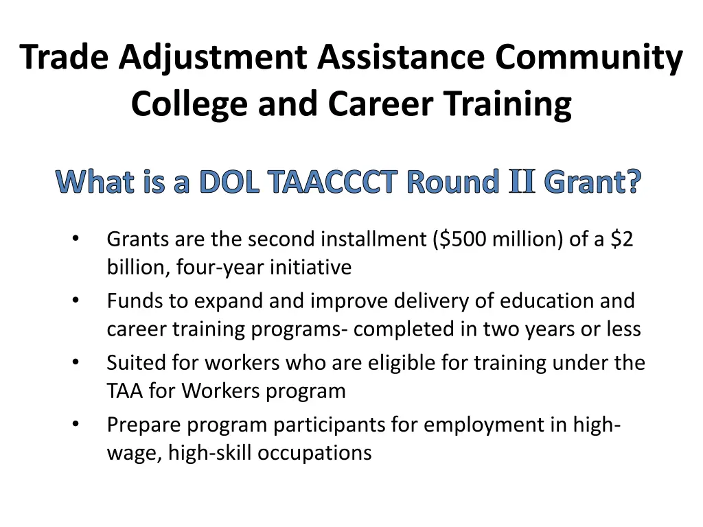 trade adjustment assistance community college