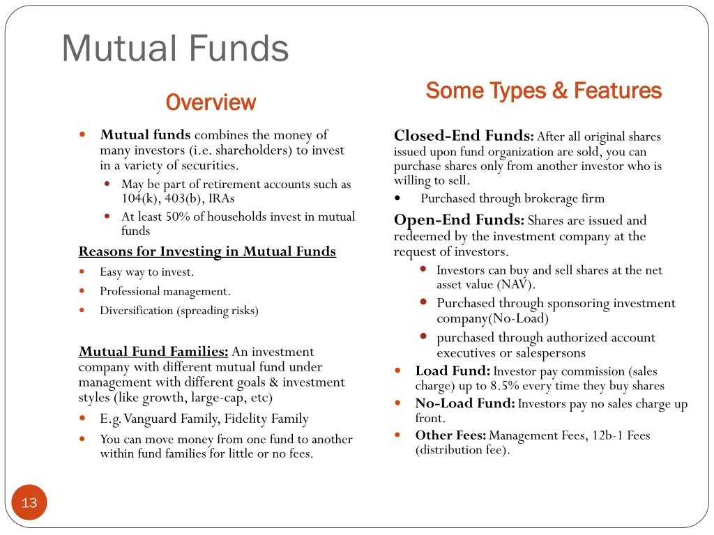 mutual funds