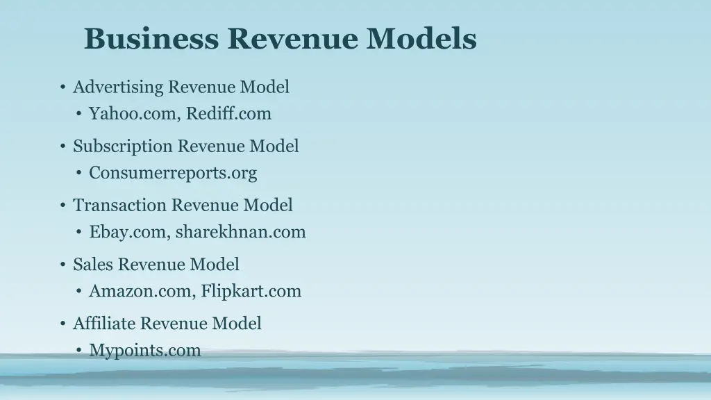 business revenue models