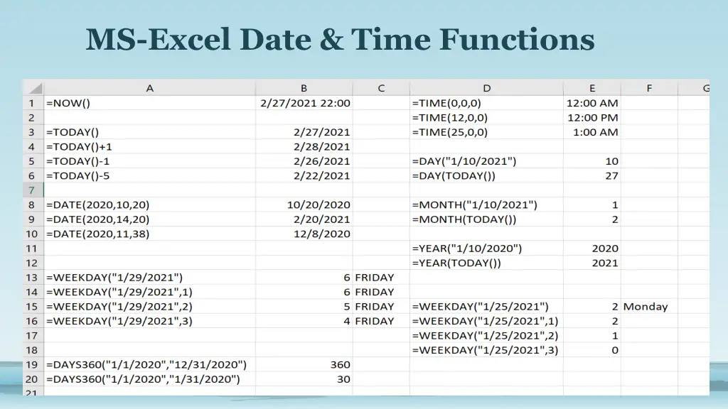 ms excel date time functions 3