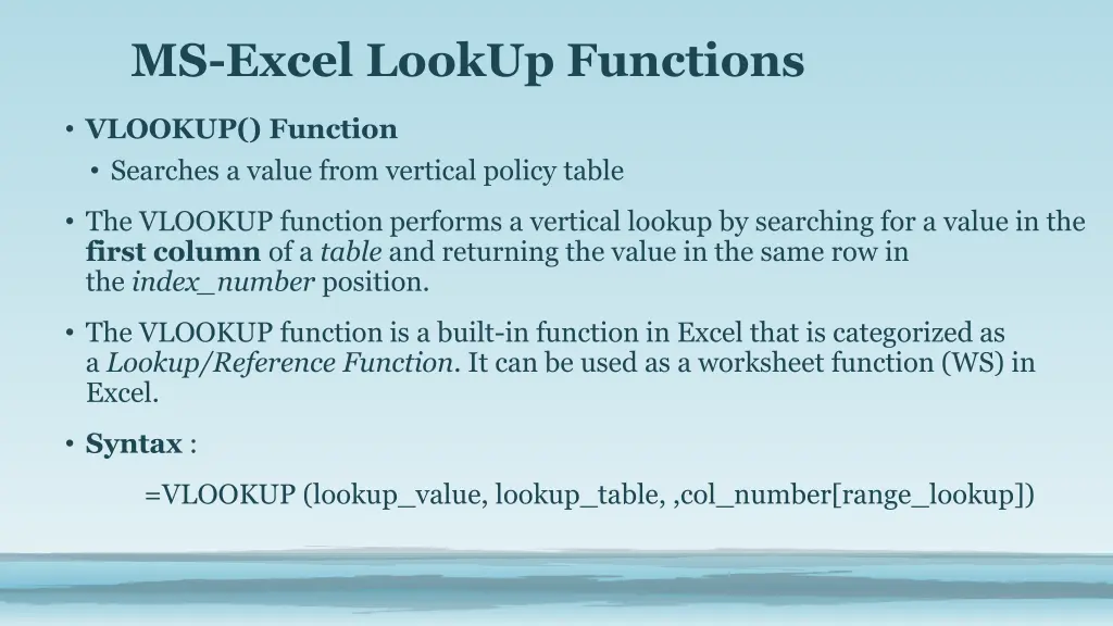 ms excel lookup functions 2