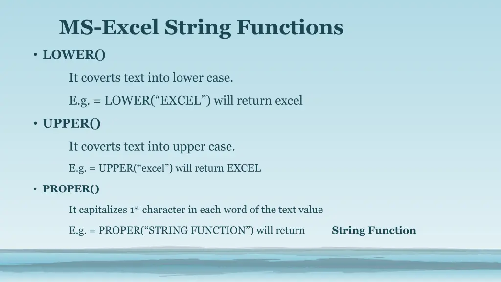 ms excel string functions 1
