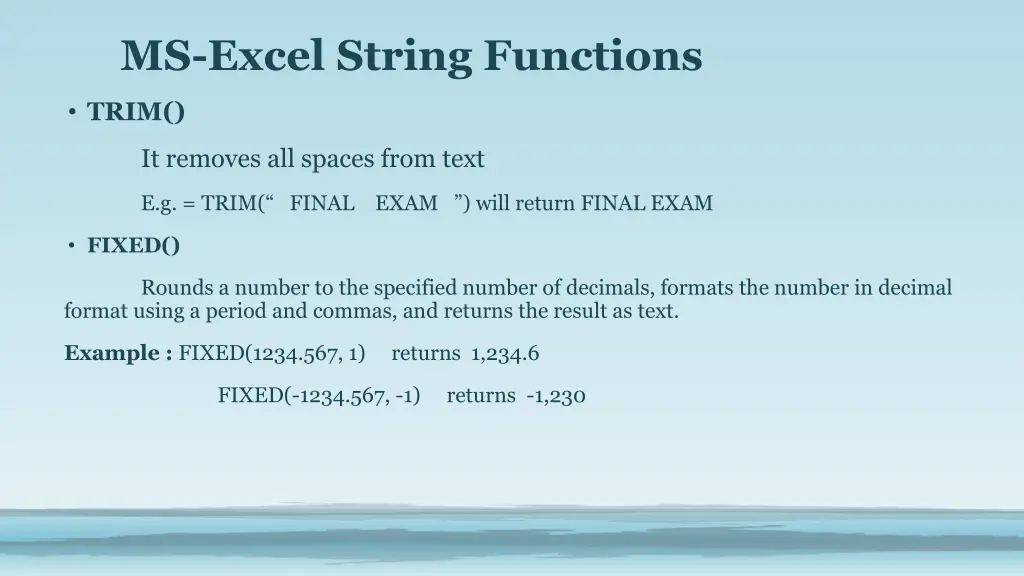 ms excel string functions 2
