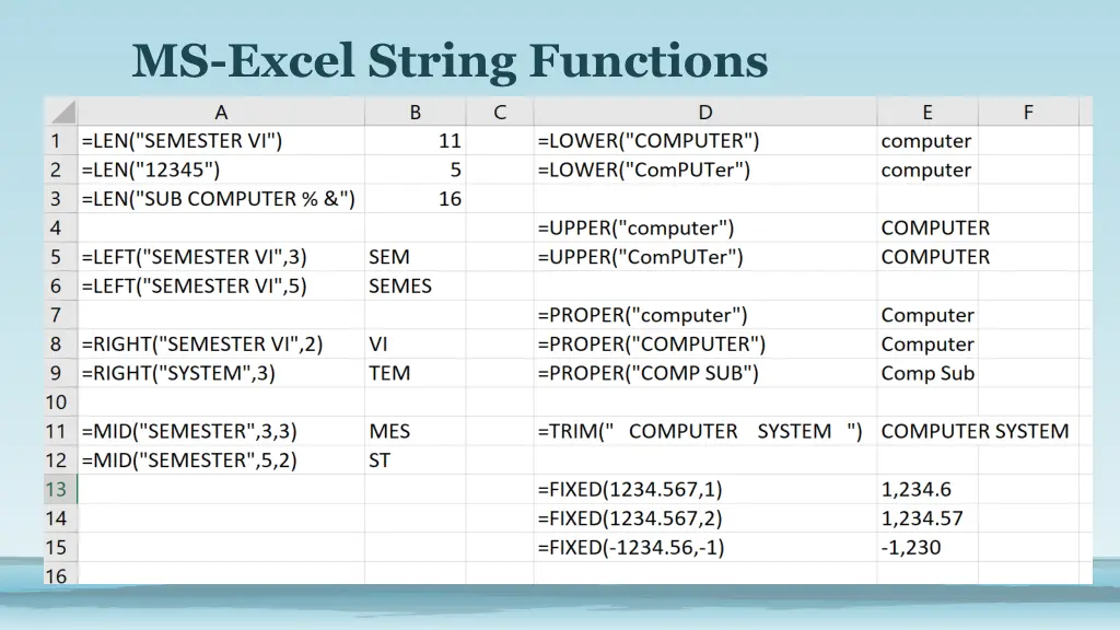 ms excel string functions 3