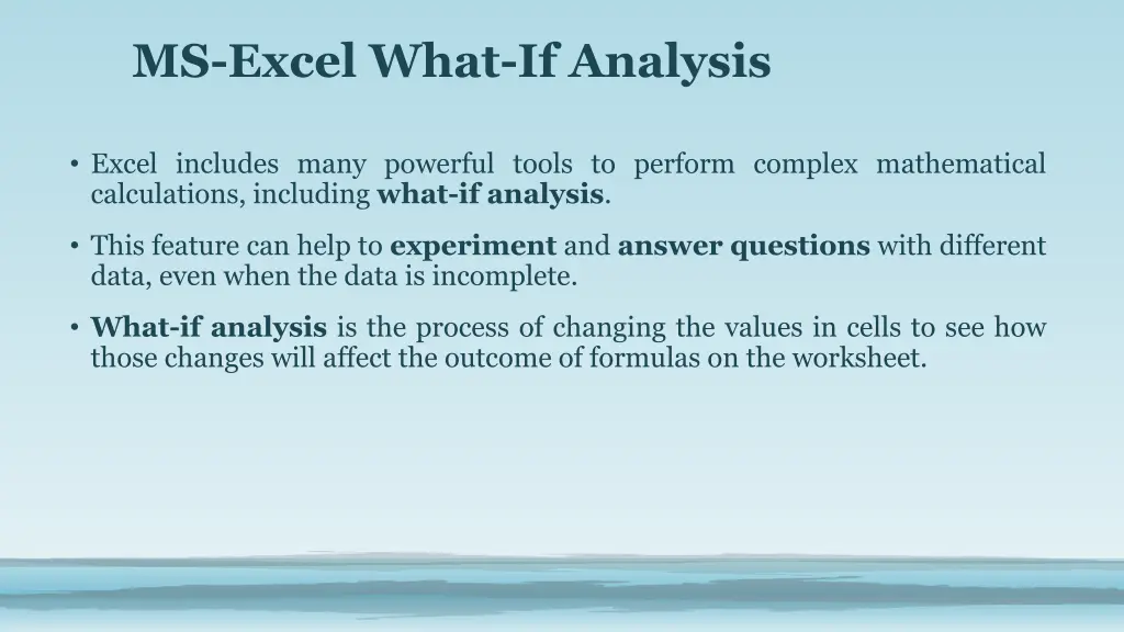 ms excel what if analysis
