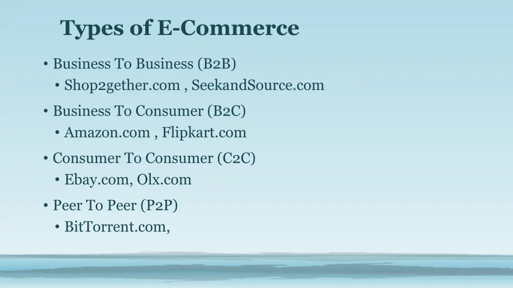 types of e commerce