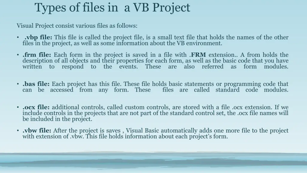 types of files in a vb project