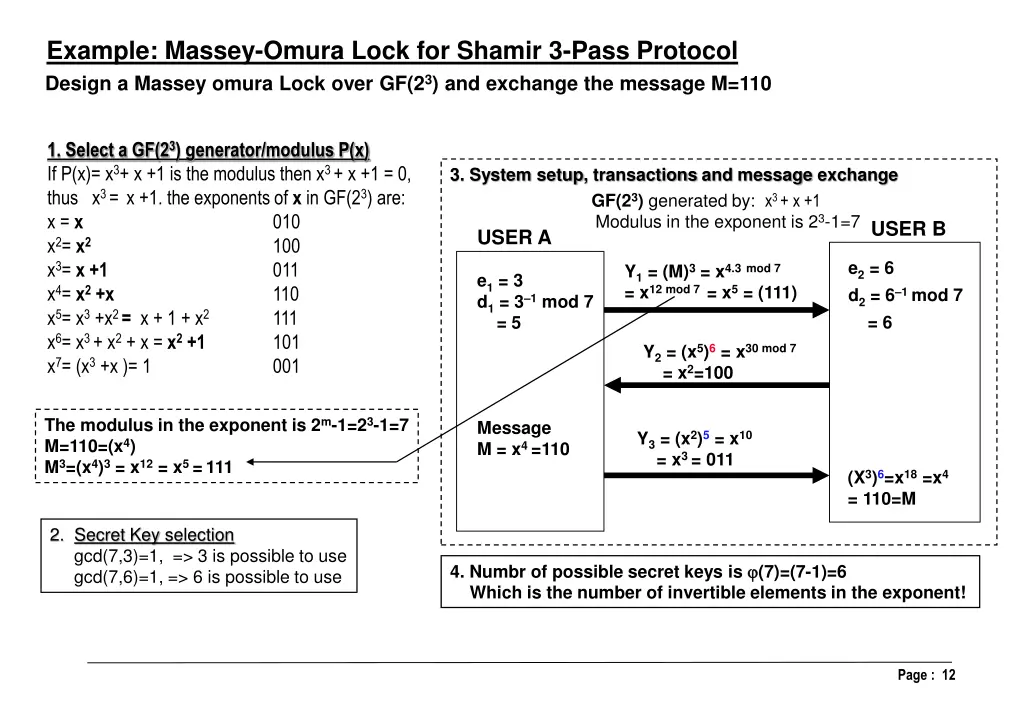example massey omura lock for shamir 3 pass