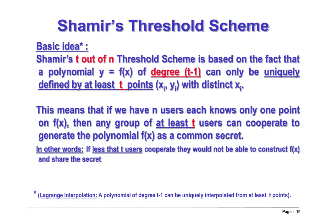 shamir s threshold scheme