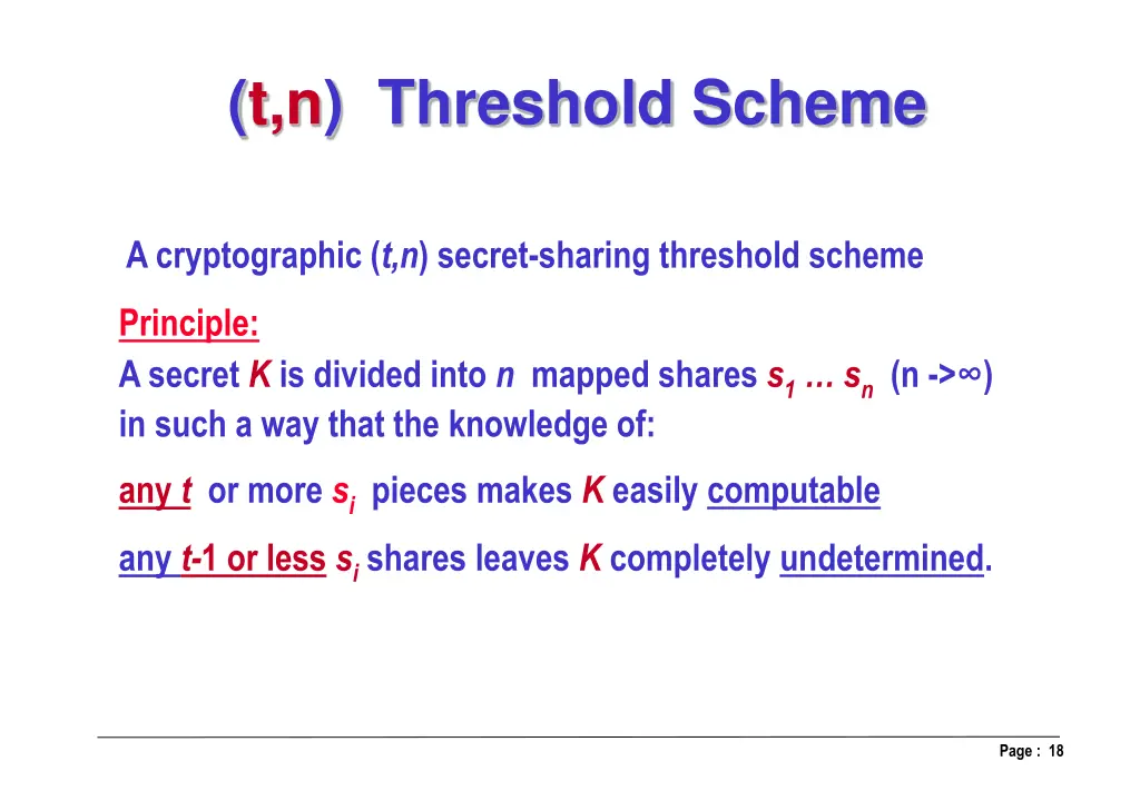 t n threshold scheme