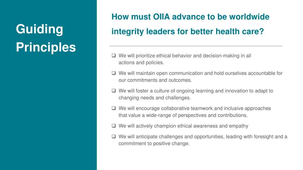 how must oiia advance to be worldwide