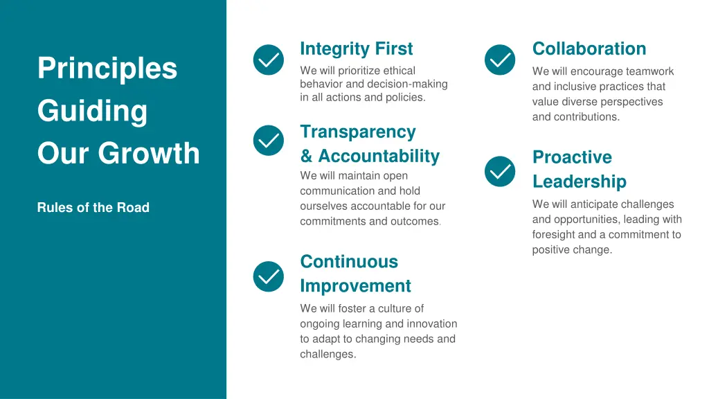 integrity first we will prioritize ethical