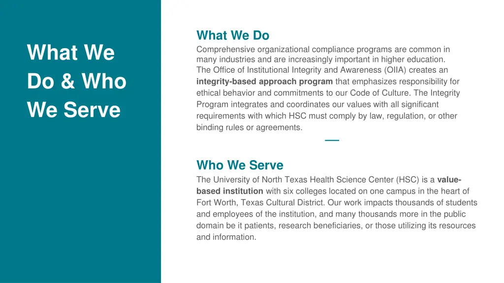 what we do comprehensive organizational