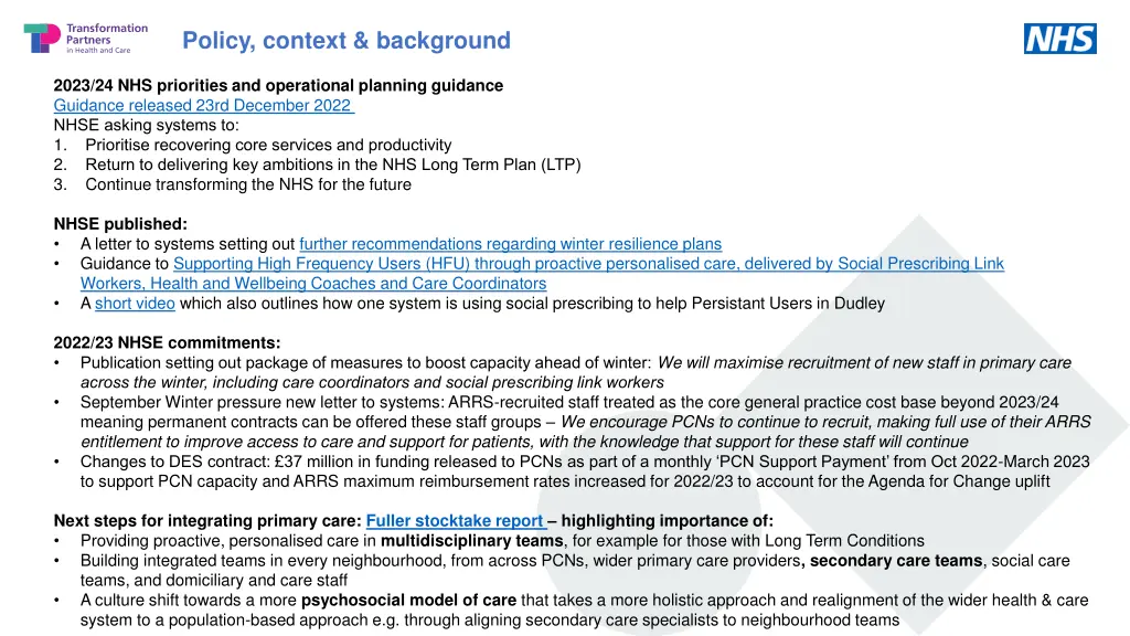 policy context background